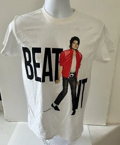 Vintage 1984 Michael Jackson Beat It Spell Out T-Shirt Gildan All Cotton Medium - Picture 1 of 5
