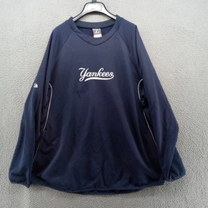 Vtg New York Yankees Sweater Mens XL Blue Majestic Pullover Fleece MLB Authentic - Picture 1 of 11
