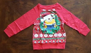 Toddler Baby Despicable Me Minions Christmas Long Sleeve Red Shirt Top, Size 2T  - Picture 1 of 6