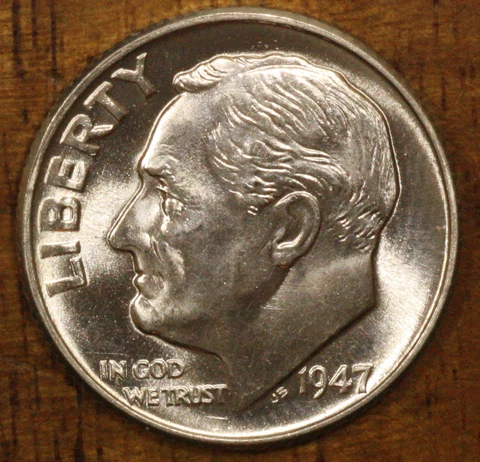 1947 P CH BU Roosevelt Dime BLAZING WHITE!! From OBW Roll! Cover