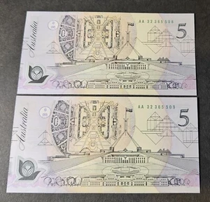 1992 $5 Australian Bank Notes,UNC, Cole & Fraser. Run of 4 and run of 2. - Picture 1 of 4