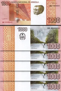 Angola 1000 Kwanzas 2012, UNC, 5 Pcs LOT, Consecutive, P-156a, Prefix HQ - Picture 1 of 4