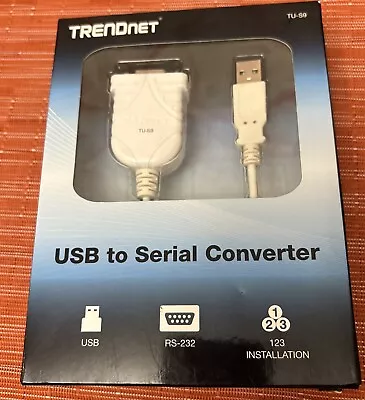 TRENDnet TU-S9 USB to Serial Converter USB 1.1 to RS-232 Male DB9 Serial Cable - Image 1 of 2