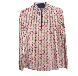 San Soleil Womens Size L Printed  1/4 Zip Pullover Shirt Top UPF 50 Golf Workout - Picture 1 of 5