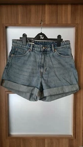 MONKI High Waist Blue Denim Shorts BNWT Size W28 - Picture 1 of 6