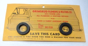 C@@L VINTAGE 1963 GRIMSRUD PLUMBING & HEATING SUPERIOR ADVERTISING WASHER CARD - Picture 1 of 2