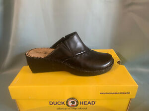 Duck Head "Marina" Black Leather Wedge Mule Casual Comfort Shoe NIB Size 7.5 W