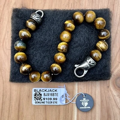 Pulsera BLACKJACK Precio de venta sugerido por el fabricante $109.99 BJS16BTE genuino ojo de tigre Foto 1 de 2