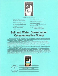 #8408 20c Soil & Water Conservation Stamp - Scott #2074 USPS Souvenir Page - Picture 1 of 1