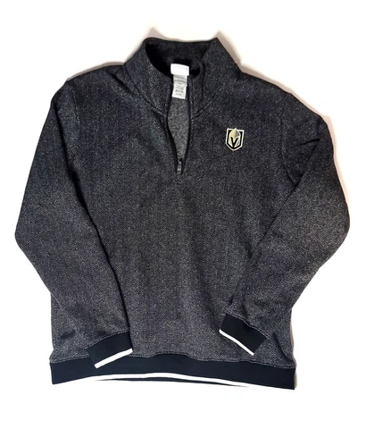 Vegas Golden Knights Sweater Mens Large Gray Jacket Hockey Embroidered 1/4 Zip Cover