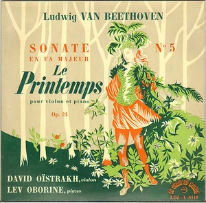 DAVID OISTRAKH / LEV OBORINE, BEETHOVEN SONATE "LE PRINTEMPS" 50'S MINI LP - Picture 1 of 2