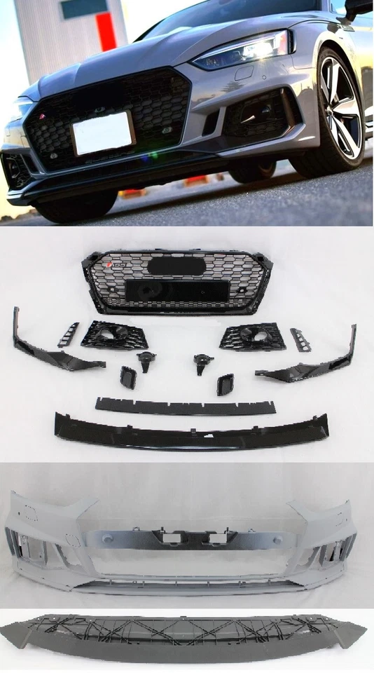 RS5 style front bumper cover grille conversion set kit  2018- 2019 AUDI A5 S5 Foto 1 de 4