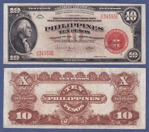 1941 US Philippines 10 Pesos Treasury Certificate WASHINGTON Banknote XF+ - Picture 1 of 4