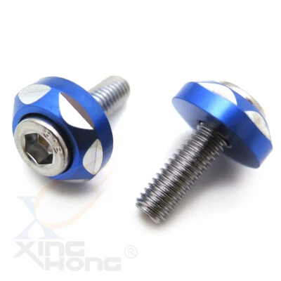 6mm Thread Dia 2Pcs Blue Bolts Screws Car Motor Decorative License Plate Bolts - Image 1 of 4