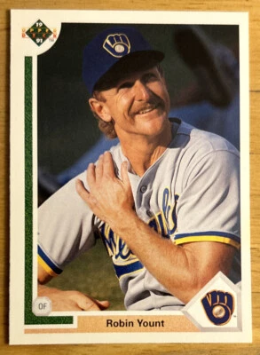 Tarjeta de béisbol 1991 Upper Deck Robin Yount #344 Brewers Salón de la fama Outfield casi nueva sin usar Foto 1 de 2
