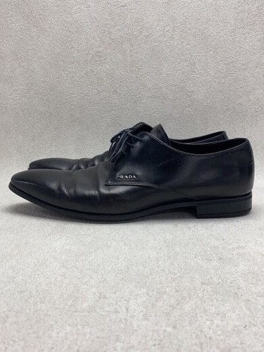 PRADA Logo a un punto Scarpe da lavoro Scarpe da abito US8 Nero Pelle 2E2701