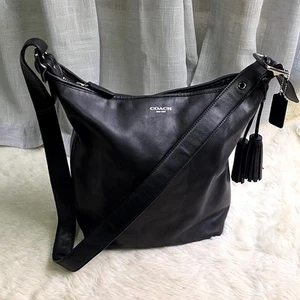 COACH Legacy Black Leather Tassel Shoulder Crossbody Purse Bag 19889 - Picture 1 of 10