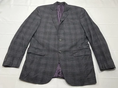 Jack Victor мужской 100% шерсти 2 кнопки блейзер Muir SPJ серый фиолетовый клетку • 40 R - Изображение 1 из 4