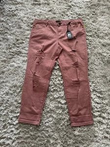 NWT Silver Crush Distressed Boyfriend Jeans Blush Cuff able - Picture 1 of 6