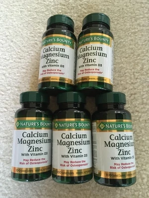 NEW (5Pk) Nature’s Bounty Calcium Magnesium Zinc with D3 100 Caplets ea 11/2027 - Image 1 of 3