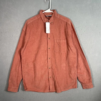 ¡NUEVO CON ETIQUETAS! Camisa con botones de pana de diseño Asos adulto pequeña rosa salmón para hombre Foto 1 de 4