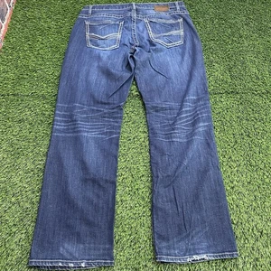 BKE Fibbia Bootleg Derek Jeans Uomo 36R Blu Denim Ricamato Elasticizzato Casual - Foto 1 di 24
