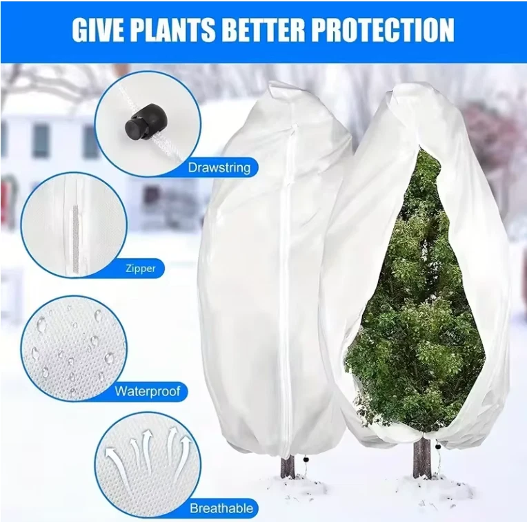 2 PIEZAS Fundas de Protección Vegetal | Cremallera Blanca Cordón Invierno Jardín Malla Foto 1 de 4