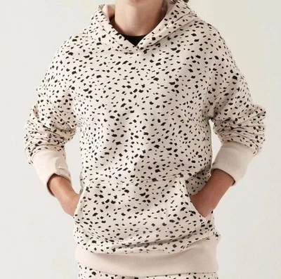 Athleta Girl Retroactive Oversized Hoodie M/8-10 Sweatshirt Brush Dot Cream - Image 1 of 4