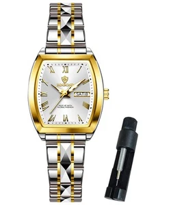 Square Womens Watch Fashion Luxury Elegant Dress Stainless Steel Two Tone Lad... - Picture 1 of 6