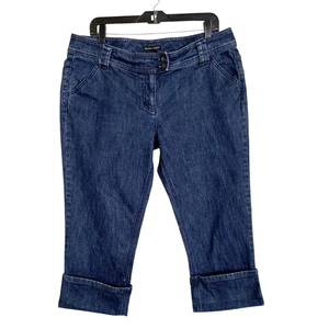 Pantalones de mezclilla capri New York & Company Co. 14 azul oscuro elásticos tiro medio LEER - Imagen 1 de 8