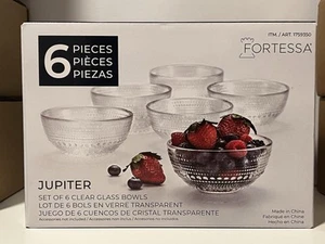 Fortessa Jupiter Clear Glass Bowls 13.5 oz - Set of 6 - All Purpose Bowls - Picture 1 of 6