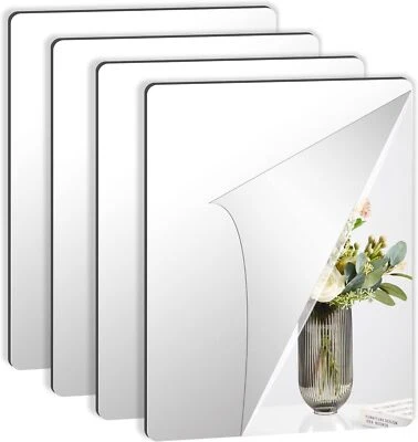 4 Pack Self Adhesive Acrylic Mirror 12x 16 In Tile Flexible Plastic Mirror Sheet - Image 1 of 4
