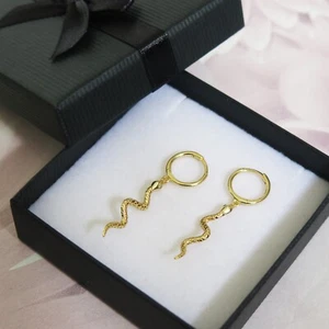 Pendientes de aro de serpiente enchapados en oro de plata esterlina - Imagen 1 de 2