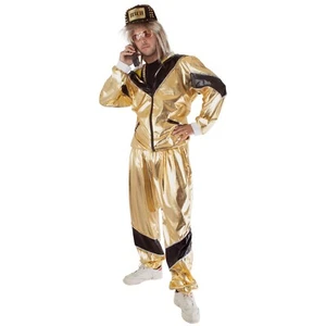 80's Gold Shell Suit / 90's Hip Hop Rapper Costume - Picture 1 of 6