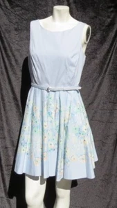 NEW NWD $64 LAUREN CONRAD Blue Floral Print Sleeveless Fit & Flare Dress US M 10 - Picture 1 of 6