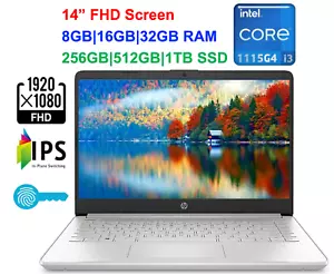 2021 HP 14" FHD Laptop Intel i3-1115G4 ( i5-1035G4),Upto 4.1GHz,32GB RAM&1TB SSD - Picture 1 of 7