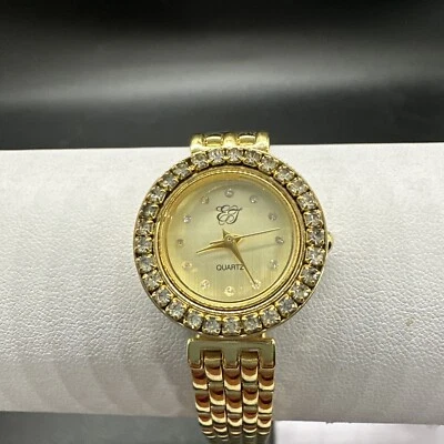 Reloj pulsera EJ Ernest Jones para mujer, tono dorado, cristales blancos, moda 7 pulgadas Foto 1 de 4