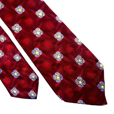 Corbata de seda Jz Richards Von Maur estampada roja floral abstracta clásica Foto 1 de 4