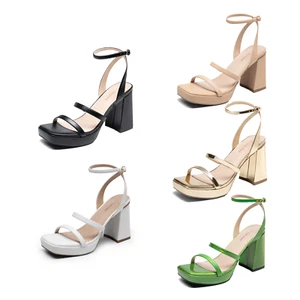 Women's Sandals Retro Square Toe Platform Block Heel with Ankle Strap Slingback - Picture 1 of 29