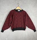 Vintage Christian Dior Sweater Large Merino Wool Red Gray Pullover Crew Neck