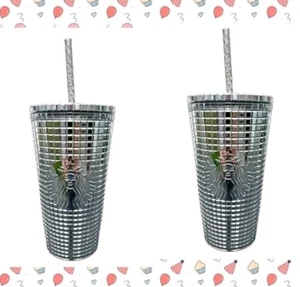 Starbucks Silver Studded Bling Tumblers 16 Oz. 2023 Set of 2 New in Box - Picture 1 of 3