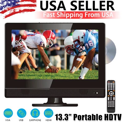 13" TV Widescreen HDTV Built-in DVD Player with HDMI & USB with Car Cord Adapter - Image 1 of 4
