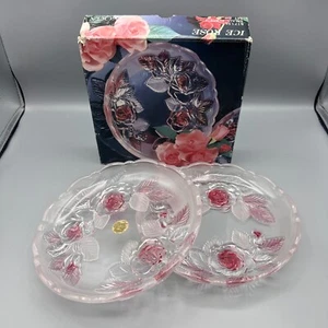 ICE ROSE SMALLL PLANT SET OF 2 HAND PAINTED JAPAN - 7.5'' - Picture 1 of 8