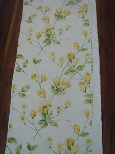 FABRIC REMNANT  HARLEQUIN VIVIANA LEMON WHITE SPRING FLORAL  LINEN 42cms  99cms - Picture 1 of 2
