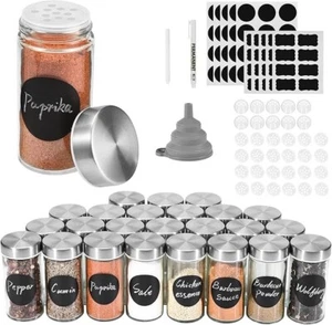 ROSNONG DSUID 24 Pcs Spice Jars Set-Glass Spice Jars With Stainless Steel Lid-10 - Picture 1 of 6