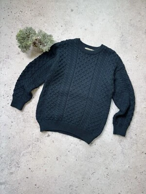 Aran Sweater Market Heavyweight Merino Wool Sweater Blue Size L - Image 1 of 4