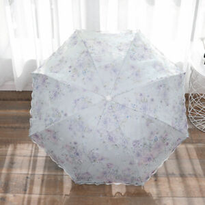 Flower Lace Umbrella Anti-UV Waterproof Folding Embroidery Parasol Wedding Prom
