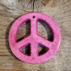 Peace Sign Pendant Pink Magnesite Stone with Matrix