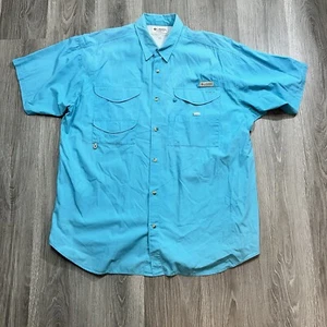 Columbia PFG Hemd Herren XXL belüftet Angeln Kurzarm Knopfleiste türkis blau - Bild 1 von 12