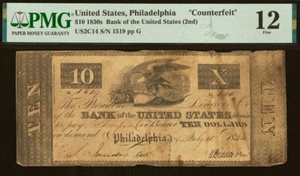 1830s $10 United States, Philadelphia - Counterfeit - PMG 12 - Picture 1 of 3